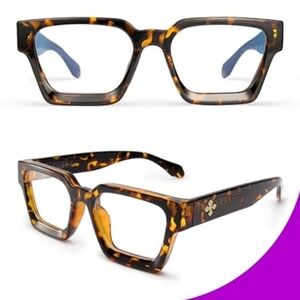Blue Light Blocking Glasses Rectangle Chic Preppy Look Tortoise Frame Eyeglasses